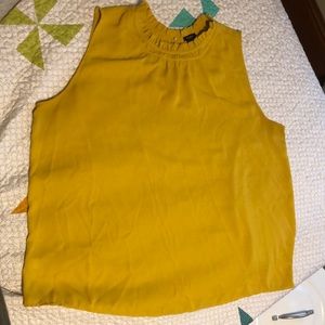 Ann Taylor Factory sleeveless gold/yellow blouse with decorative neckline